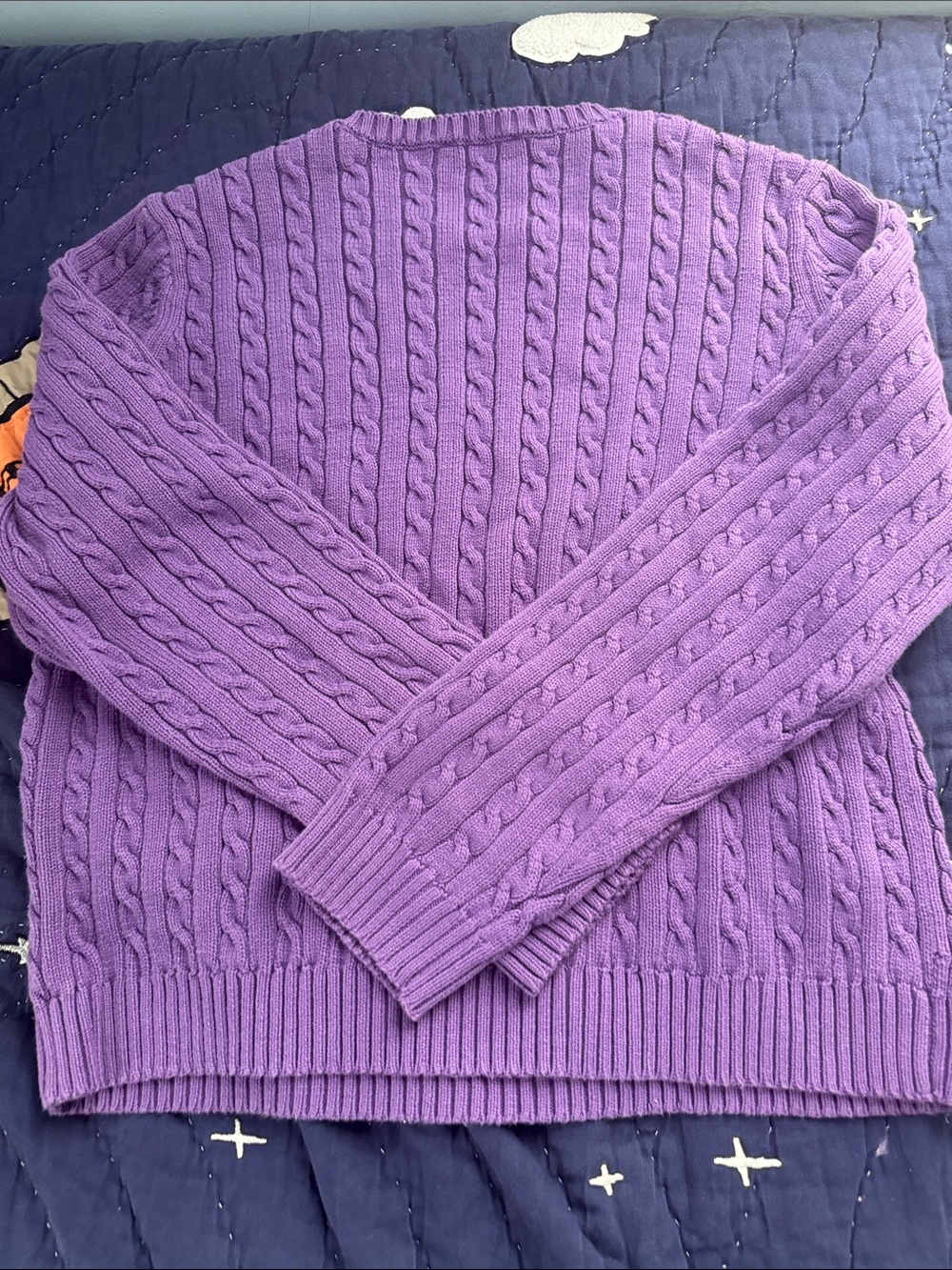 Ralph Lauren Purple Cable-Knit Crewneck Sweater - Picture 6 of 9